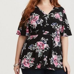 NWOT Torrid Black Jersey Knit Peplum Top